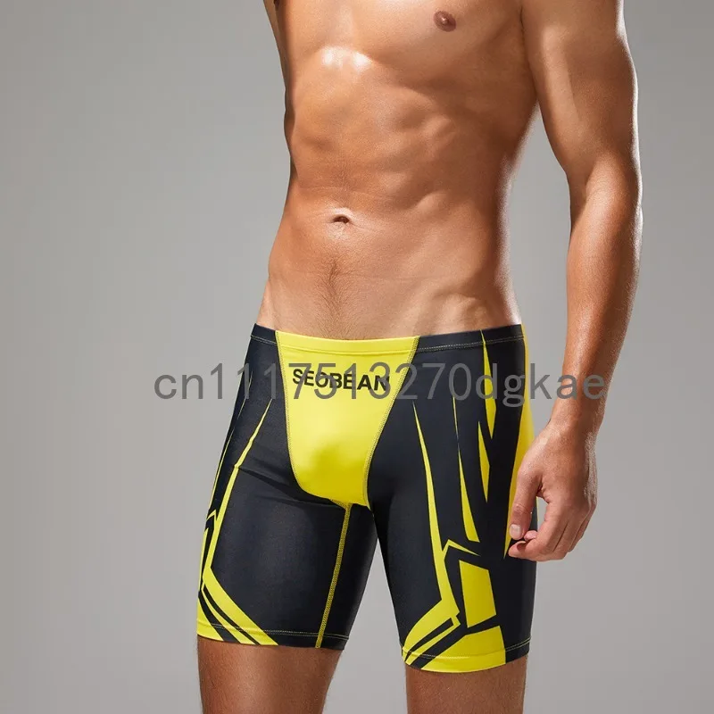 SEOBEAN Men‘s Professional Racing Swim Trunks Quick Dry High Elastic Compression Swim Shorts Male Training Sports Bathing Shorts