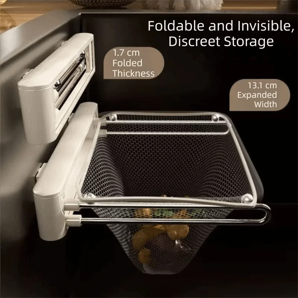 Foldable Kitchen Sink Filter Rack Strong Load-Bearing Self-adhesive Corner Sink Strainer Non-slip Mesh Filter Bag