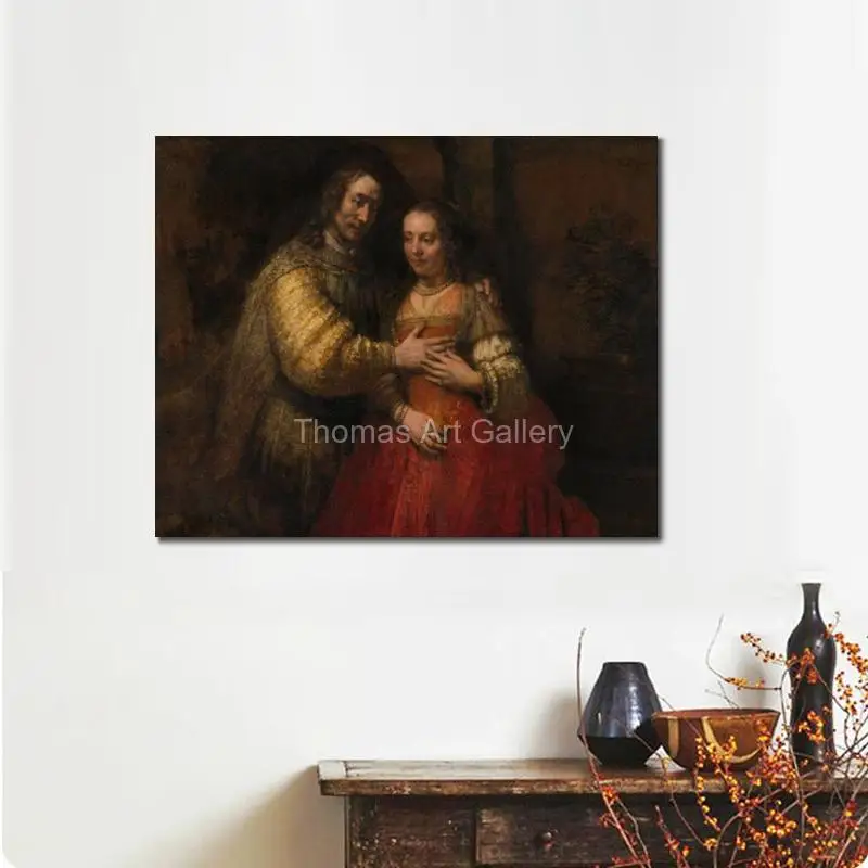 The Jewish Bride Rembrandt Painting Classical Portrait Canvas Prints HD Large Romantic Wall Art for Bedroom Hotel Room Decor