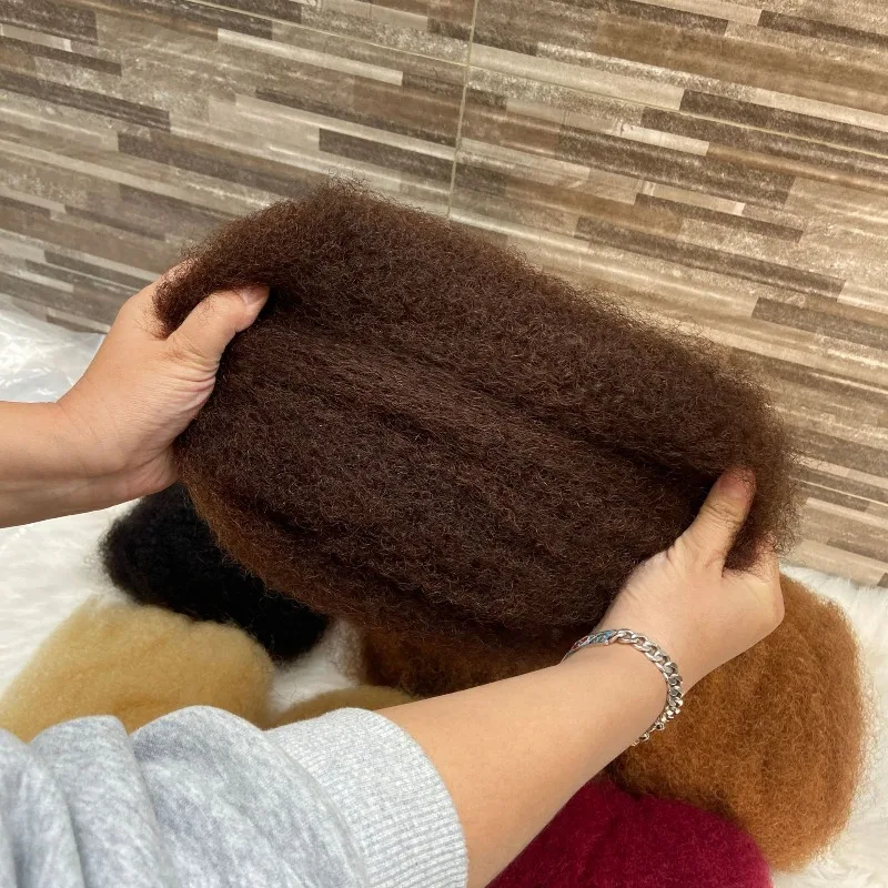 الأفرو غريب مجعد الكروشيه النسيج حزم الشعر البشري 12-22 بوصة ملحقات جديلة القذرة # 1ب # 4 # 30 # 27 # 613 # 99J للنساء