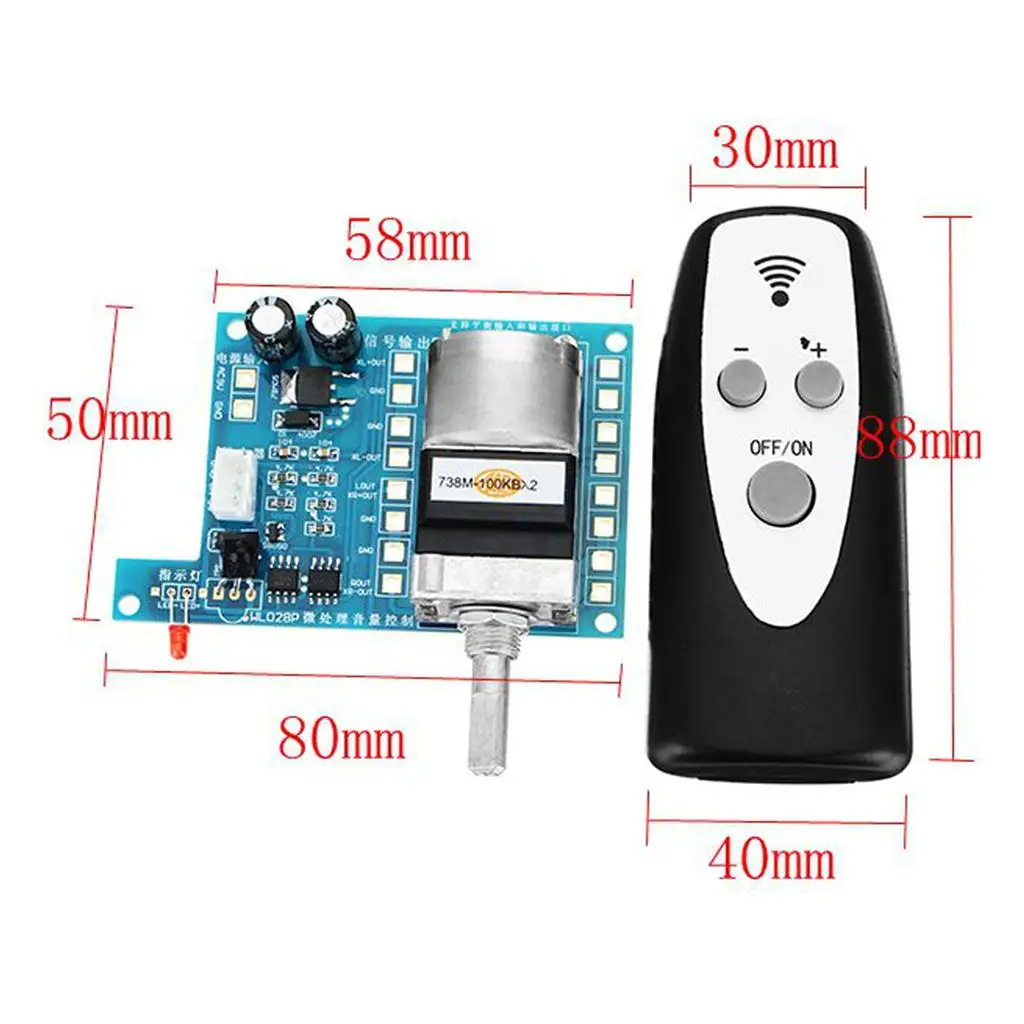Audio Amplifier Passive Tone Board AC DC 9V Remote Switch for 12V Potentiometer Controller Motor Speed Adjustment