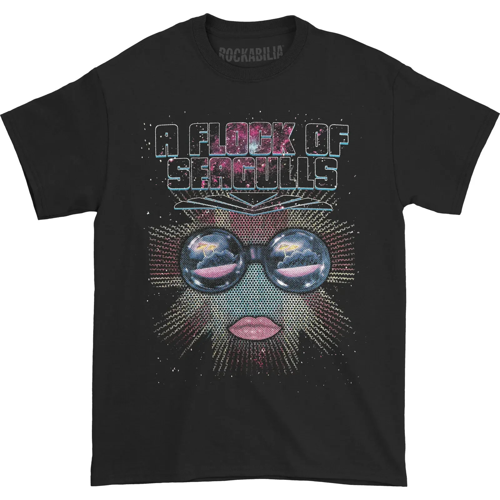 Men'S A Flock Of Seagulls Galaxy T Shirt Large Black