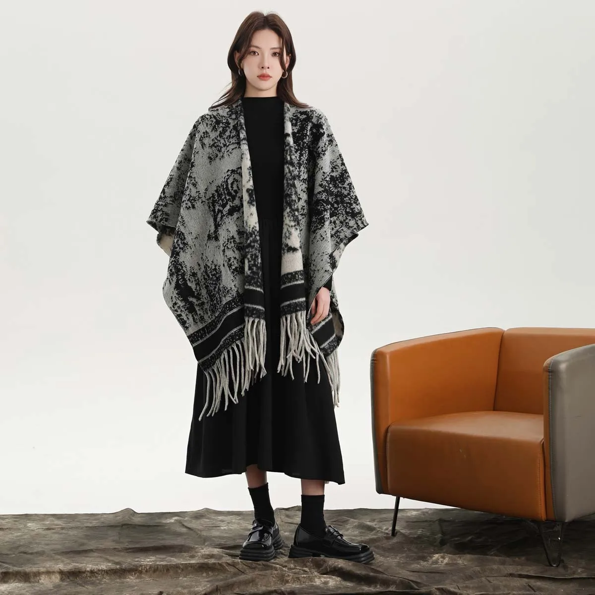 

Зимнее модное пончо, женские накидки, шарф, имитация кашемира, женские шарфы, теплые шали, женские пончо с разрезом, дорожное одеяло