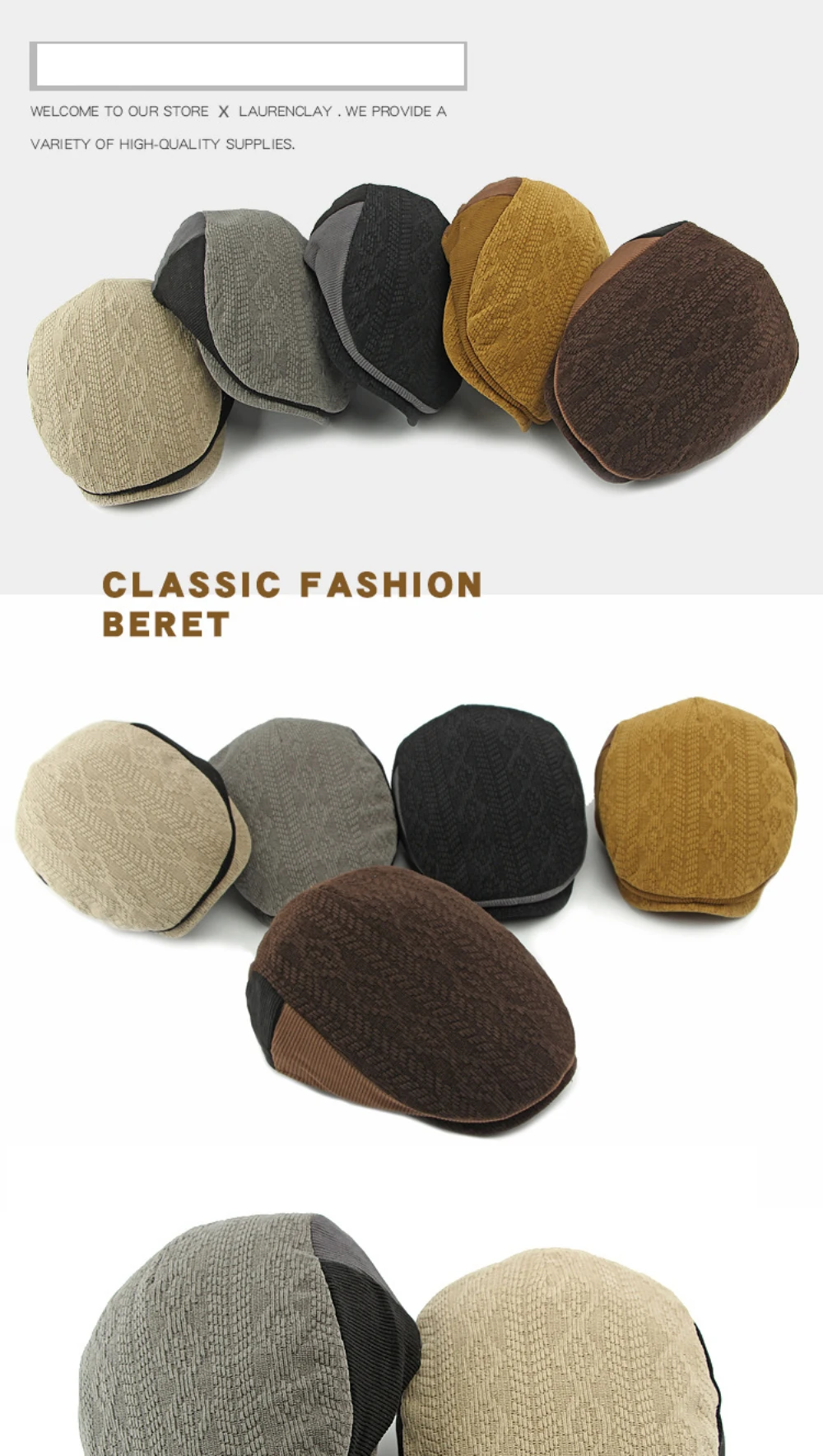 HT4577 Berets Herbst Winter Hut Kappe für Männer Frauen Vintage Gestrickte Baskenmütze Hut Männlich Weiblich Einstellbare Baskenmütze Kappe Unisex Ivy Flache Kappe – Detail 1