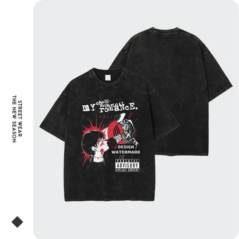 بالمنشار رجل ريترو التي شيرت رجل امرأة عالية الجودة خمر تي شيرت القطن قصير الأكمام موضة تي شيرت لينة تنفس القمم