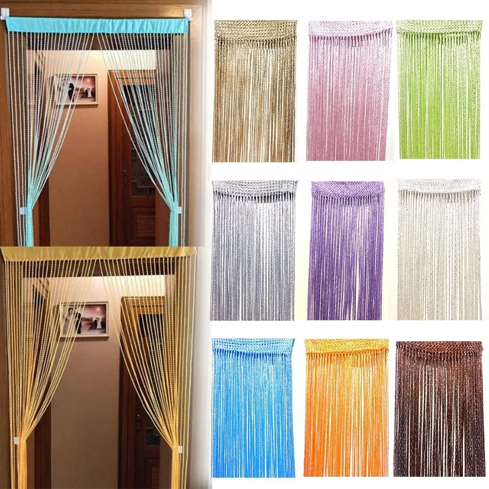 

1x2 м занавески с серебряной линией DIY разделитель для окон и дверей драпировка блестящая занавеска с кисточкой