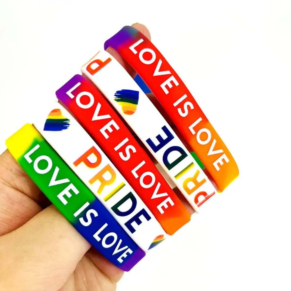 10pcs Special Lovers 6-segment Bracelet Rainbow Six Colour Pride Bracelet Silicone Against Homophobia Rubber Wristband