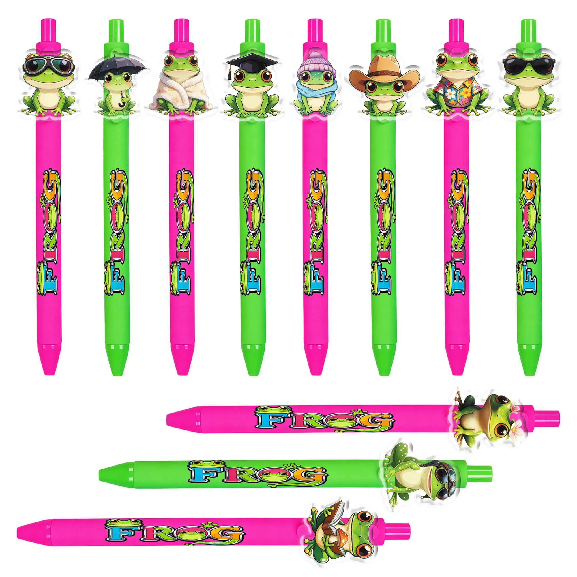 

11pcs/14pcs Frog Series Ballpoint Pen Office and Learning Universal Pen
