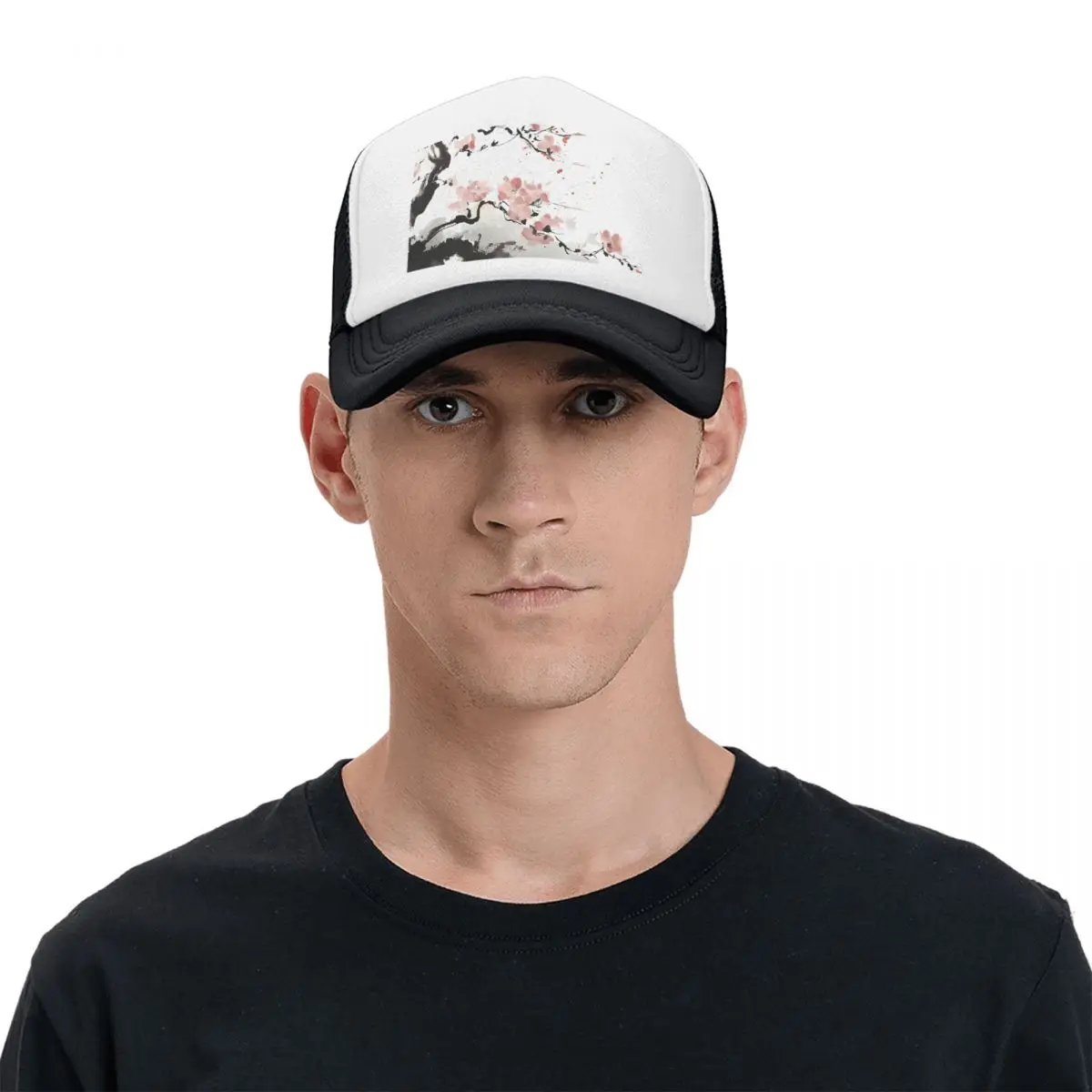 Japanese Sakura Floral Cherry Blossom Branch (11) Cap Casual Mesh Baseball Caps Adjustable Hat Hip Hop Summer