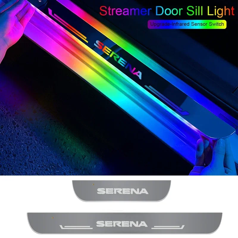 

Car Acrylic LED Welcome Pedal Plate Lamp Front Rear Door Sill Pathway Streamer Light for Nissan Serena Accessories