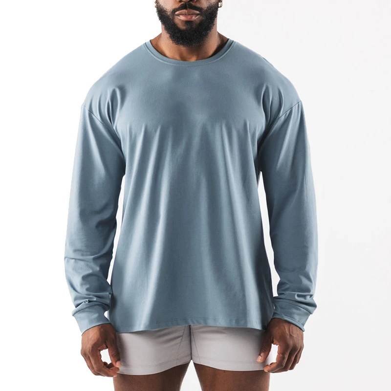 

Crew Neck Long Sleeve Shirts Mens Basketball Running Shirts Outdoor Workout Fitness Gym T-shirts Breathable Lightweight Pullover