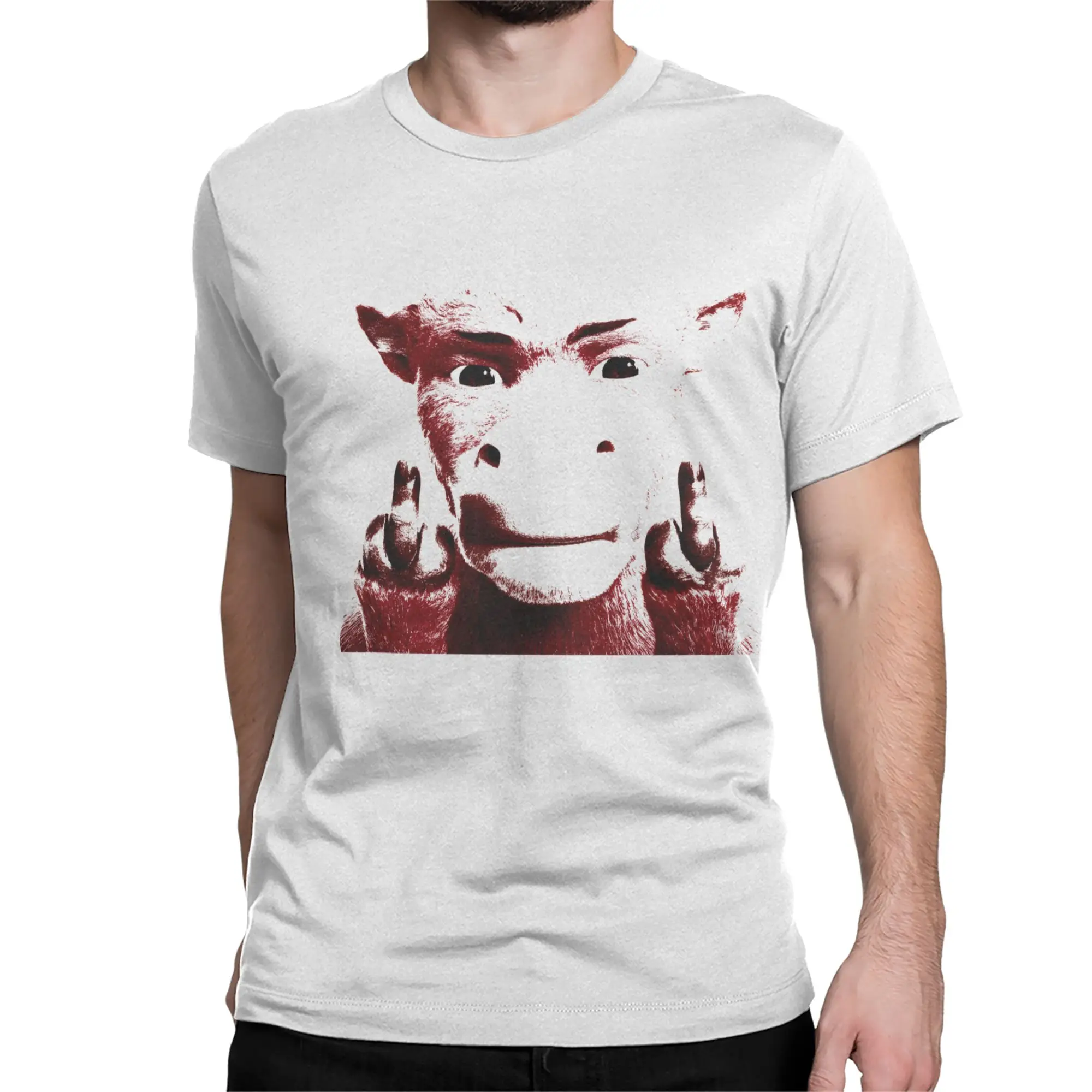 Niu Lai Finger - Light T-Shirt for Men Women  Vintage Cotton Tees Round Collar Short Sleeve T Shirts 6XL Clothing