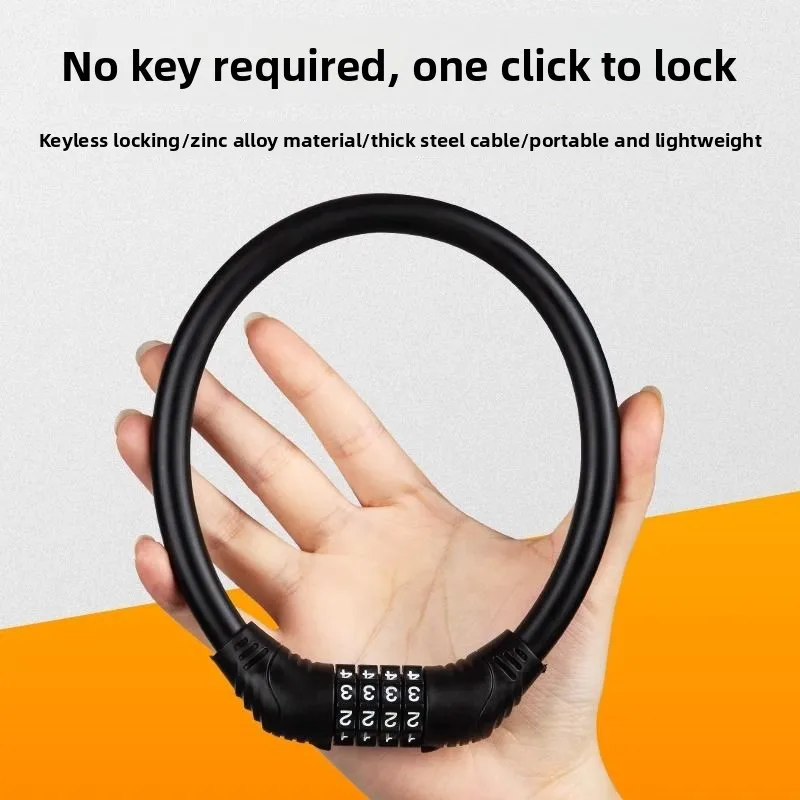 Cycling Equipment Anti-theft Four Digit Password Lock Mountain Bike Lock Steel Wire Shear Resistant Bicycle Password Lock