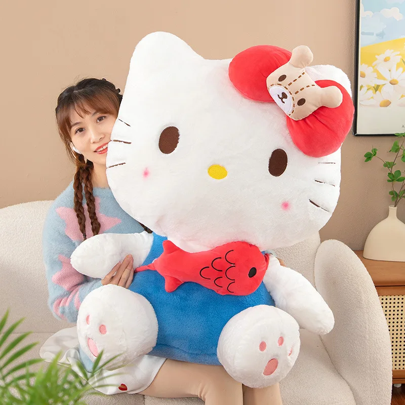 85cm Big Size Hello Kitty Backpack Series Stuffed Plushies Sanrio Comfort Soft Doll Kawaii Animals Room Decor Toys New Kid Gift