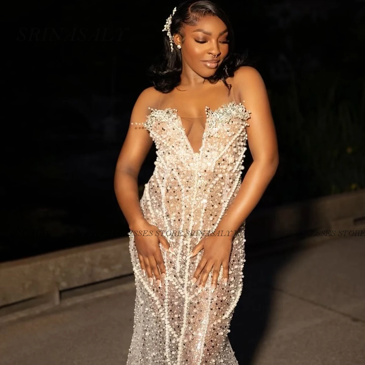 Robes de bal sirène en dentelle pour filles noires, personnalisées, paillettes et diamants, plumes, robes d'anniversaire formelles à paillettes en cristal