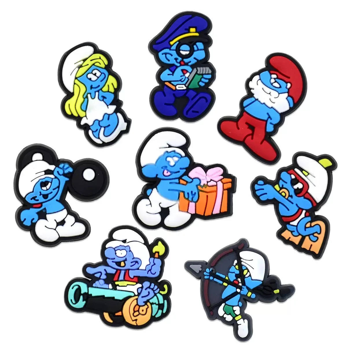 8pcs Cartoon Blue Shoe Charms Buckle Bubble Slides Clog Sandal Shoes Decoration Ornaments Accessories Buckle fit Wristband Bag