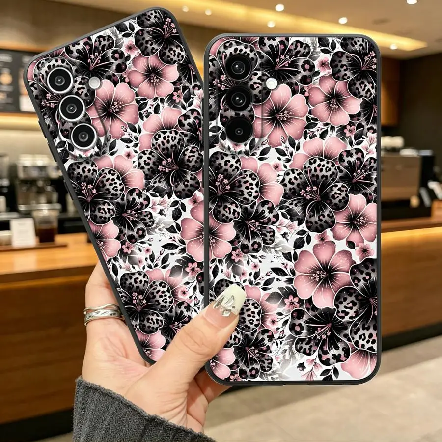 Leopard Hibiscus Case for Samsung Galaxy A57 A73 A51 A55 A23 A15 A06 A05 A37 A52 A36 A25 A16 A53 A17 Phone Cover A41 A70 A12 A50