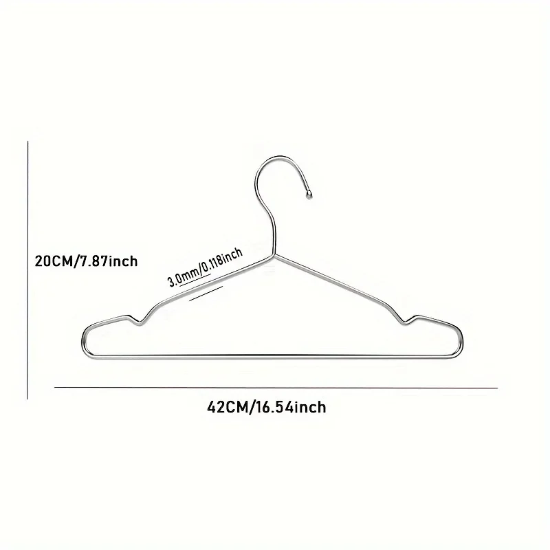 20/50PCS Heavy Duty Stainless Steel Hangers, 16.5 Inch Ultra Thin Space Saving Clothes Hangers, Polished Metal Wardrobe Hangers