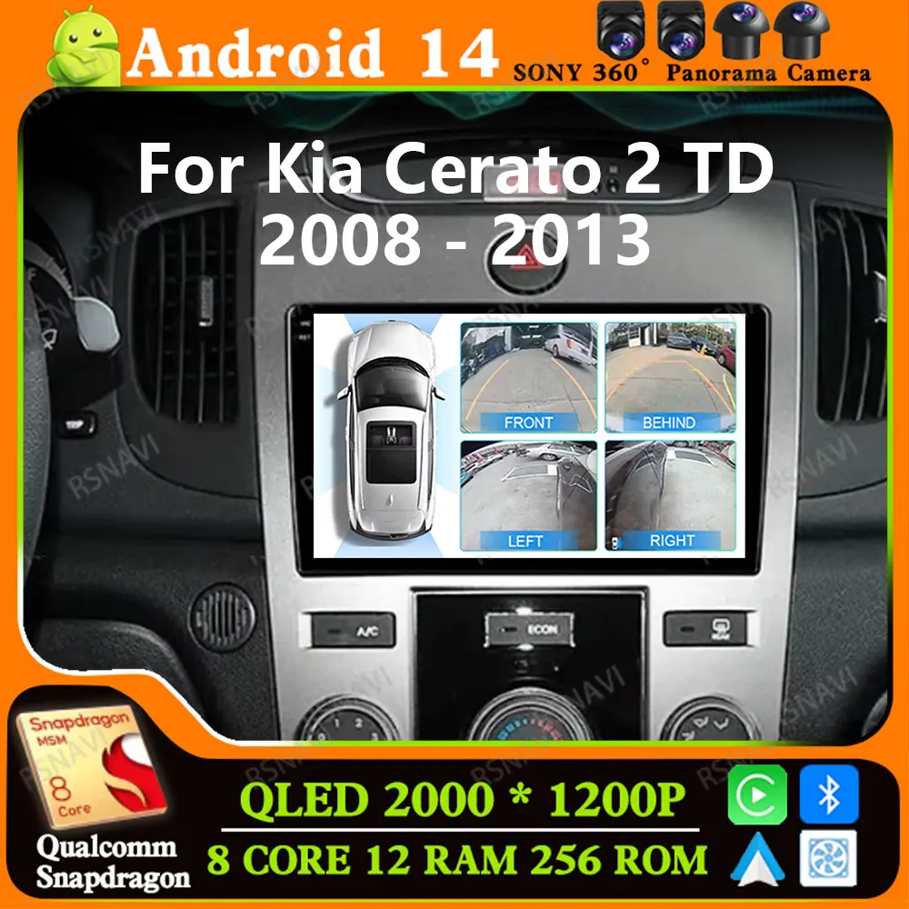 

Andoird 14 Car Radio For Kia Forte Cerato 2 TD 2008 - 2013 Multimedia Navigation 5G WIFI Wireless Carplay Auto 2DIN Stereo BT