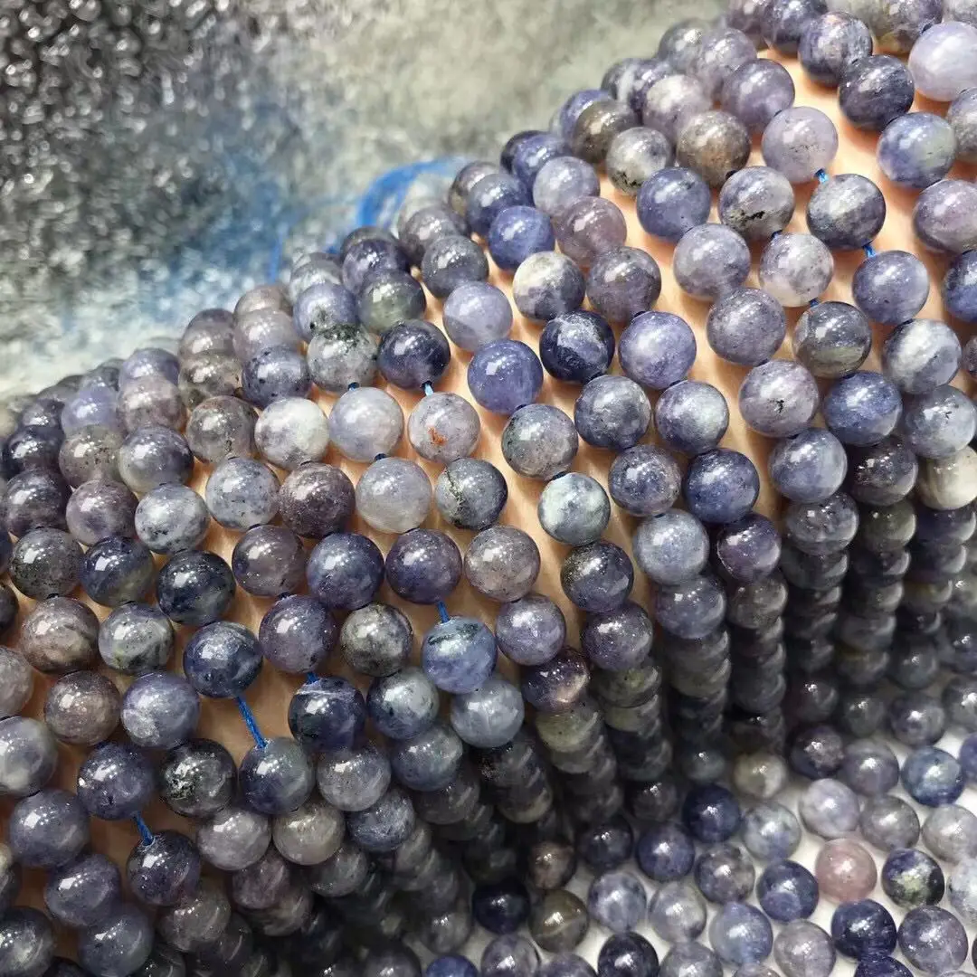 Iolite round  blue 6/8/10mm 38cm  for DIY jewelry making FPPJ wholesale beads nature loose beads