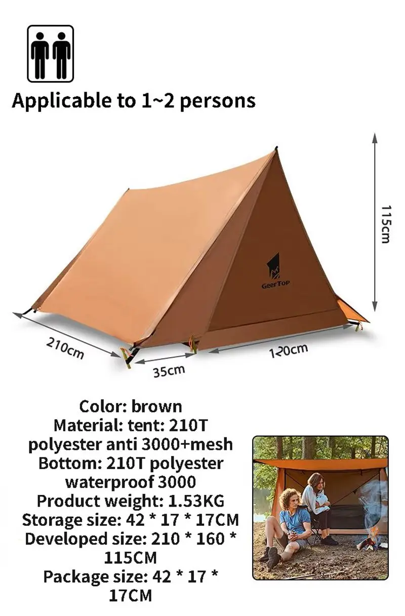 Tente de Camping ultralégère pour 1 à 2 personnes, pour un seul homme, 3 saisons, professionnelle, Double couche, étanche, anti-moustiques