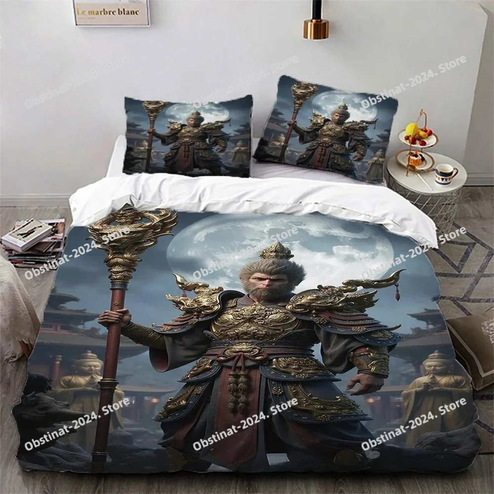 

Black Myth Wukong Quilt Cover Bedding Set,Children's Soft Bed Cover,Single Double Full King Bed King Bed Set