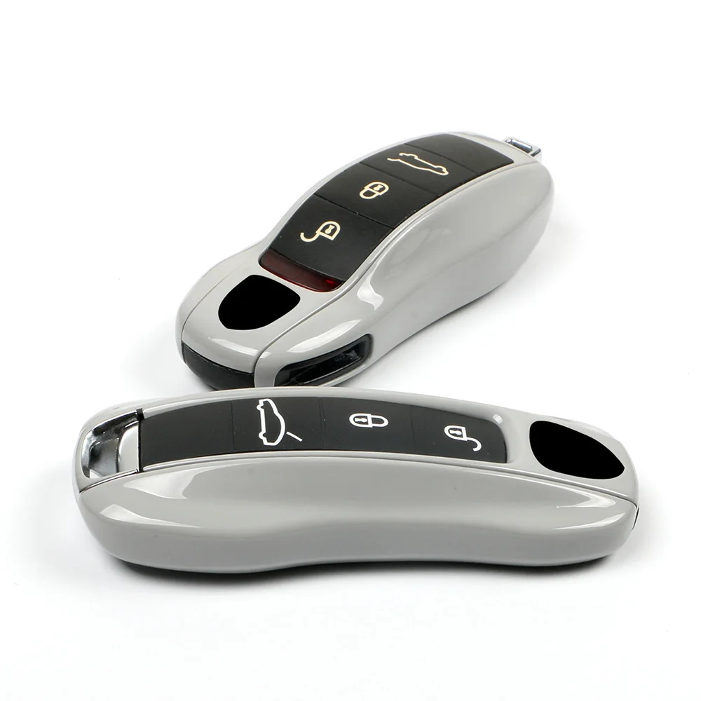 

Dull Grey Color for Porsche Macan 911 Panamera Cayenne 718 Taycan Boxste 3 4 Button Protecticve Smart Key Case Cover Holder Fob