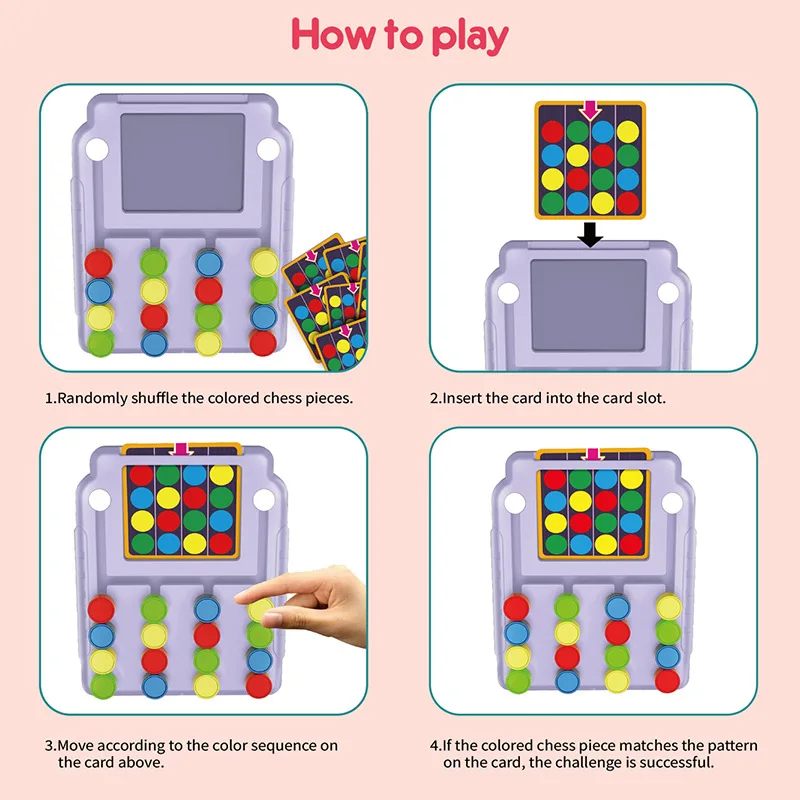 Four-Color Tic-Tac-Toe Logic Thinking Training Color Recognition Pairing Early Education Puzzle Toy for Kids view 4