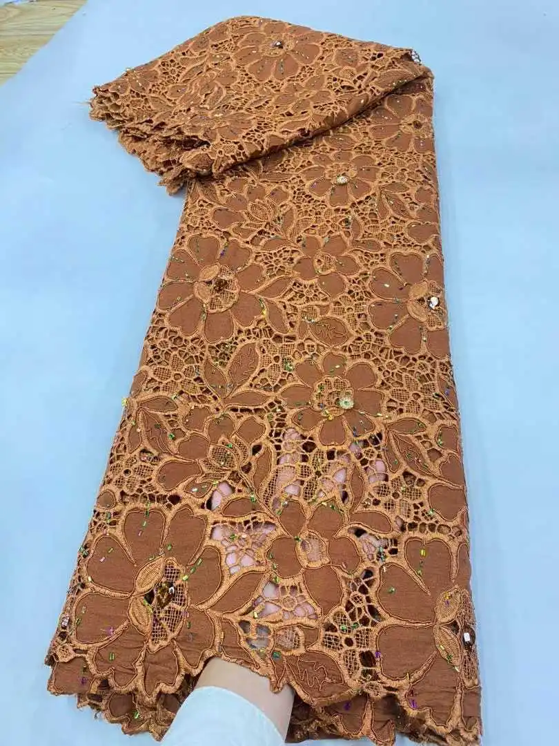 Nigerian Tulle Lace Fabric for Sewing, Wedding Embroidery Dress, Chiffon Party Guipure, High Quality, Cotton Cord Fabric AH1781