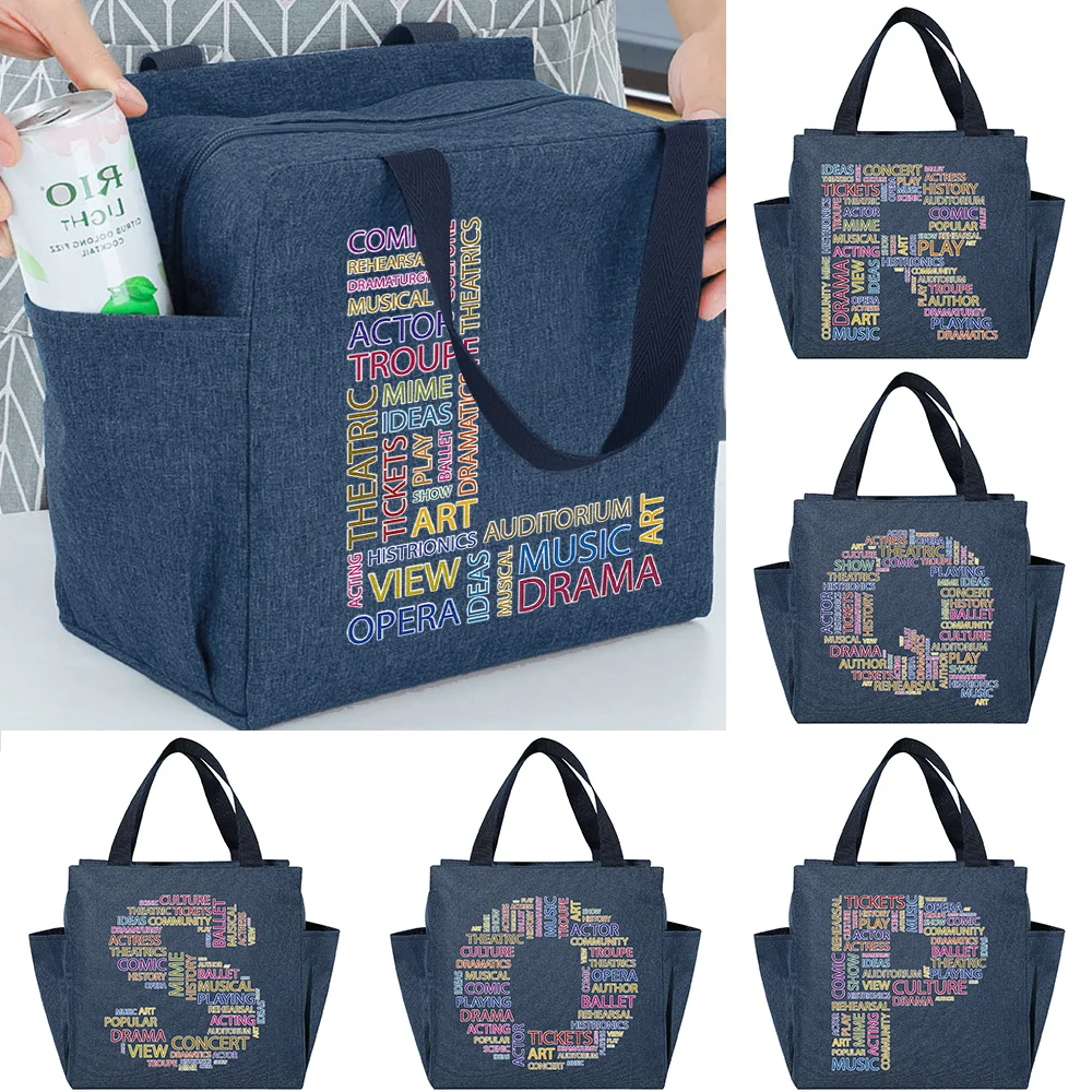 

Insulated Lunch Bag Portable Dinner Bags Large Capacity Multifunction School Picnic Cooler Text Letter Print Thermal Food Pack