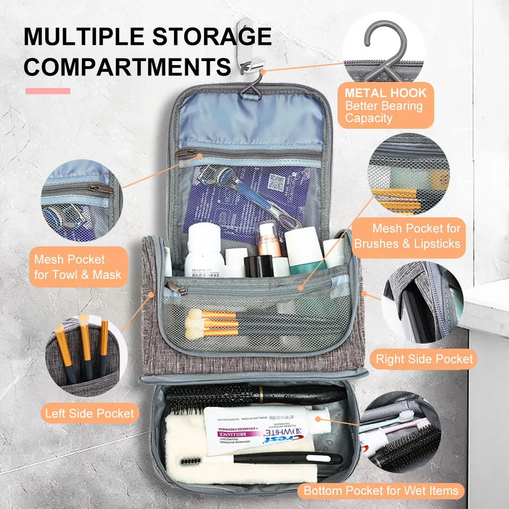 KOKNIT New Foldable Outdoor Travel Toiletry Bag Oxford Cloth Cosmetic Organizer Waterproof Storgae Bags Portable Bathroom Hook