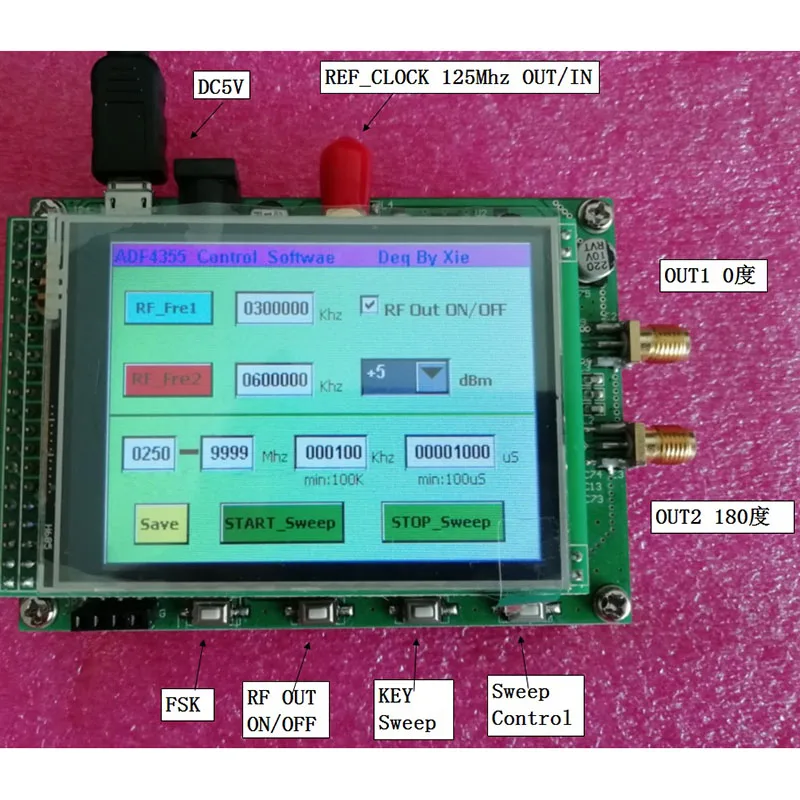 ADF4355 250M-6.8G module touch color screen sweep RF signal generator VCO microwave frequency synthesizer PLL