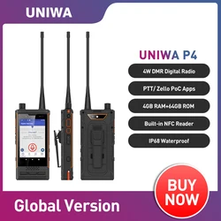 UNIWA P4 Smartphone 4W DMR Analog Walkie Talkie Android 9 MT6762 Octa Core Mobile Phone 4G 64G IP68 Waterproof Cellphone