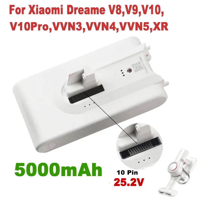 5000mAh V8 V9 V10 V9P XR VVN3 Lithium ion Battery 25.2V for Dreame Handheld Cordless Vacuum Cleaner Parts Replacement Battery