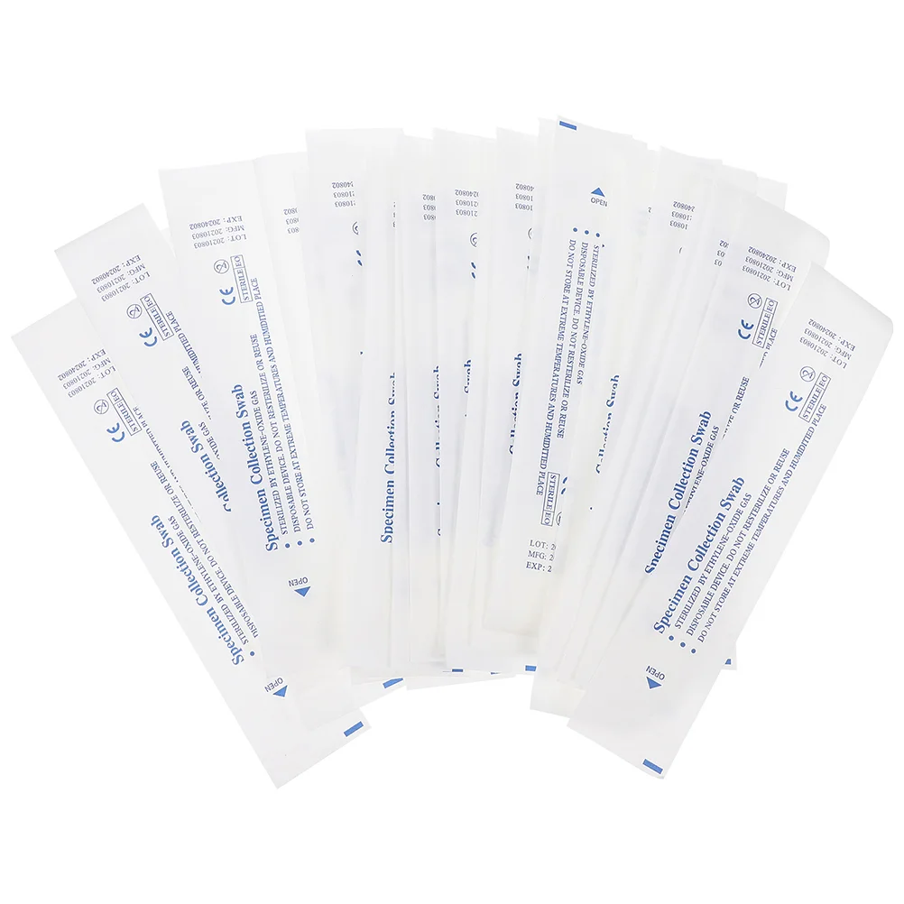 200 Pcs Sterile Swabs Nasal Sampling Single Use Sticks Major Cleaning for Printer White