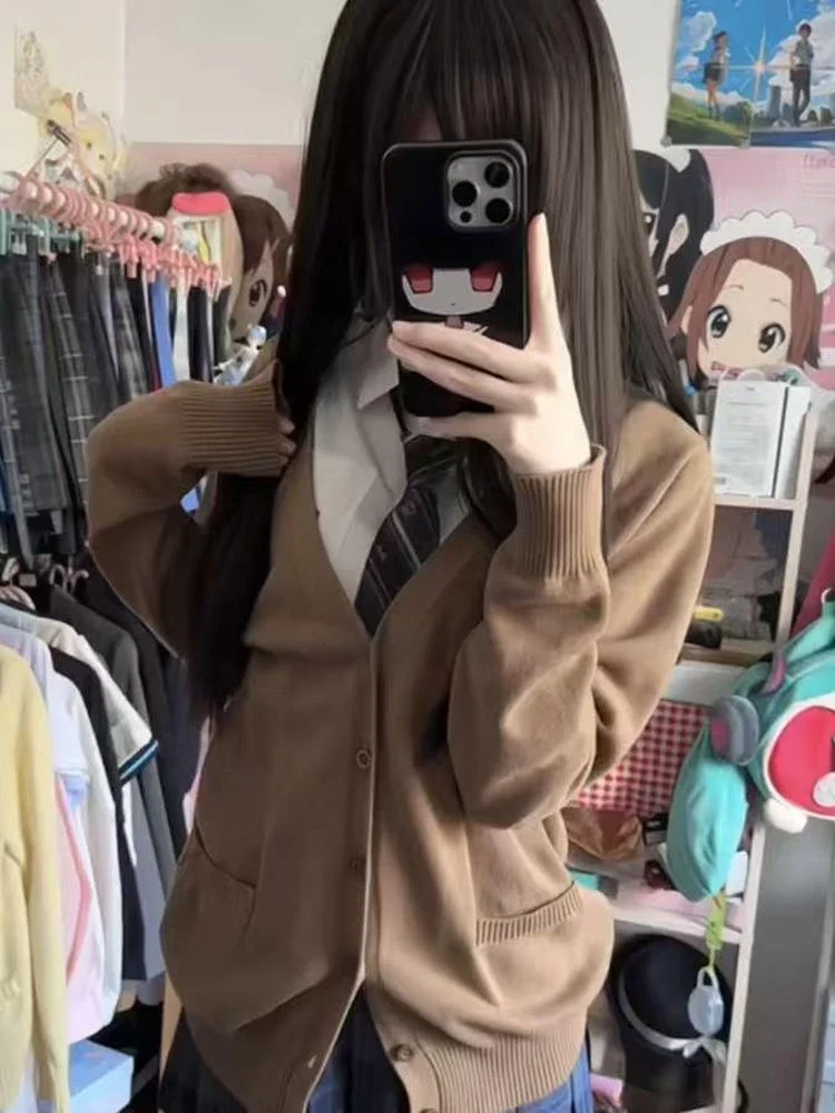 

Универсальный цветной вязаный свитер College Sle Long Sve Осень Зима Jaet Оригинальный дизайн Японский Sle Открытая карта...