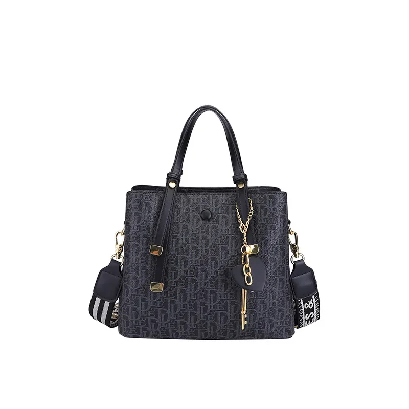 Monogramm-Beuteltasche für Damen, geräumige Canvas-Tragetasche mit verstellbarem Riemen, elegante Schulterhandtasche für den täglichen Gebrauch, Reisen, Strand