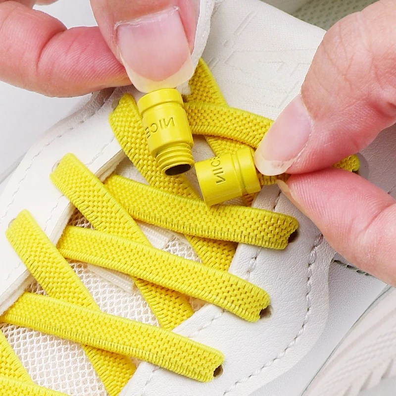 New 1 Pair No Tie Shoelaces Capsule Buckle Shoelace Sneakers Flat Elastic Shoe Laces for Kids Adult Shoes Accessories 6mm Width