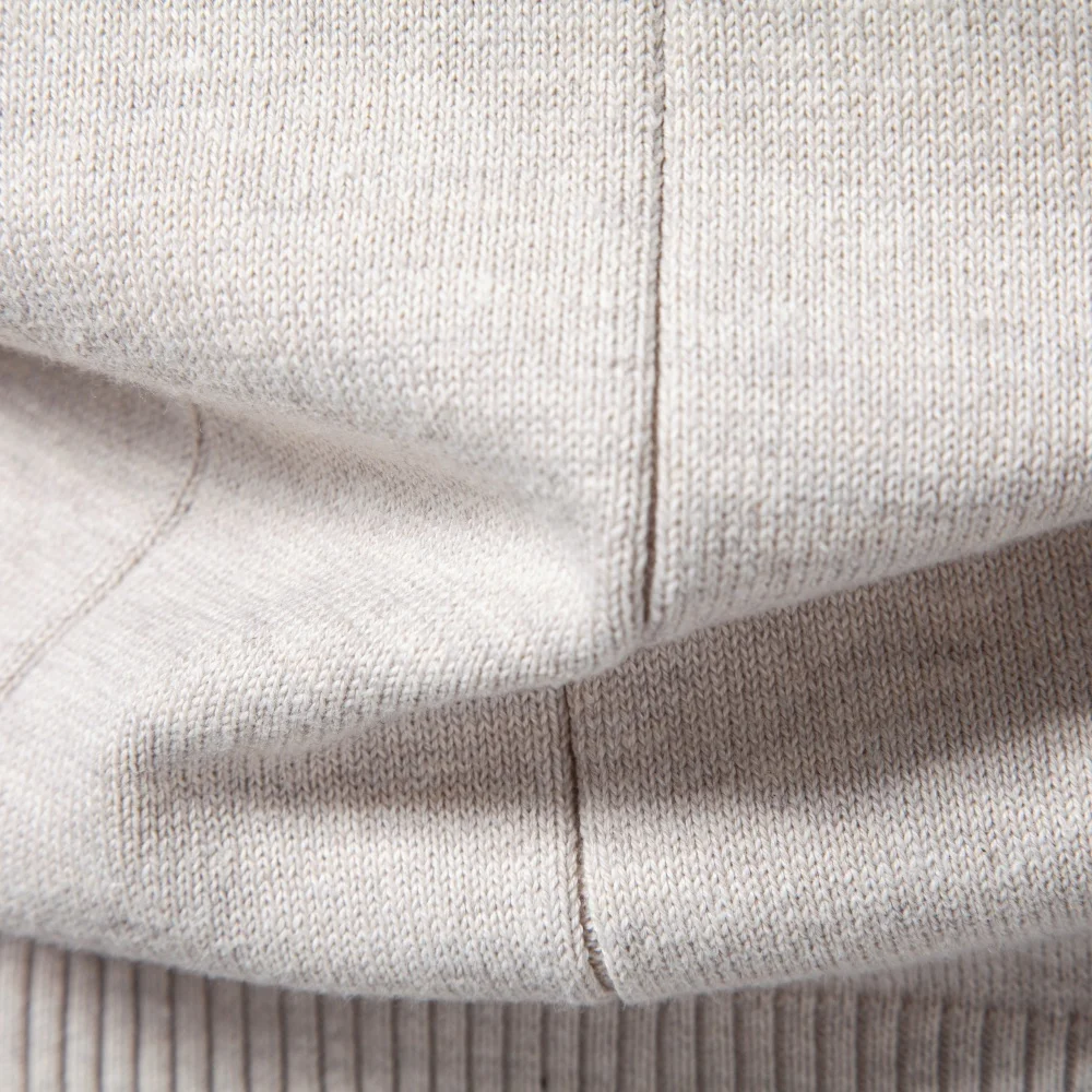 AIOPESON Herren Baumwolle Einfarbiger Casual Pullover mit Halbem Reißverschluss, Stehkragen, Gerippter Strickpullover, Herbst Winter Herren Langarm Slim Fit – Detail 16
