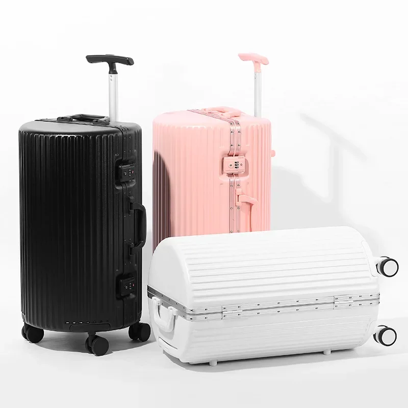 New 20/24 Inch Rolling Luggage Travel Suitcase Unisex Aluminum Frame Trunk New Design Round Trolley Case Password Carry-on Box