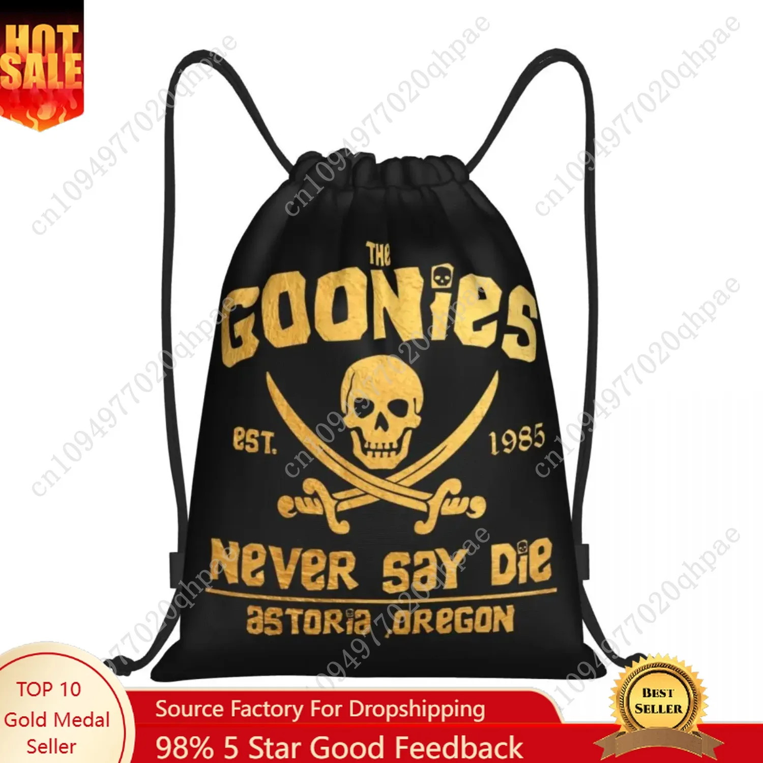 

Custom The Goonies Never Say Die Drawstring Bags Women Men Foldable Sports Gym Sackpack Gothic Pirate Skull Training Backpacks