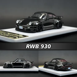 MC In Stock 1:64 RWB 930 Whale Wing Chrome Gray Diecast Diorama Car Model Collection Toys