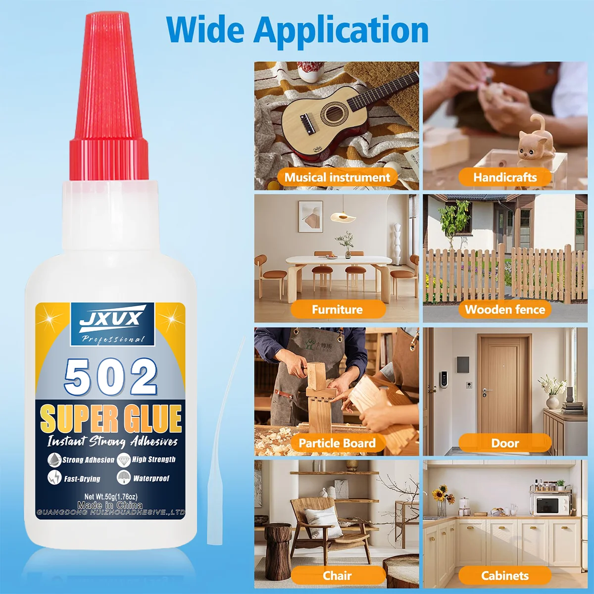 1-3 قطع 50 جرام عالية الجودة 502 غراء فوري فائق القوة شفاف بدون تبييض يجف بسرعة في 5 ثوانٍ قابل للتطبيق على خشب الكراسي والخزائن والأسوار الخشبية والمطاط.