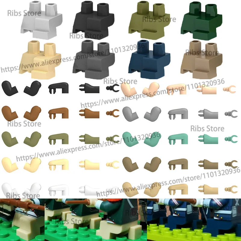 Décennie s de construction de bras spéciaux MOC pour enfants, figurines de soldats, position de jambe de squat, pièces de l\'hypothèse de corps,