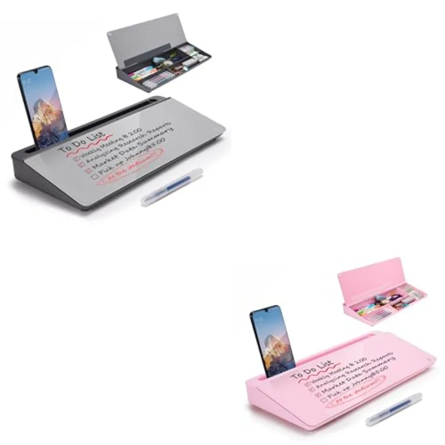 

Small Glass Desktop Whiteboard Dry-Erase-Board for Office Home School Supplies × 2