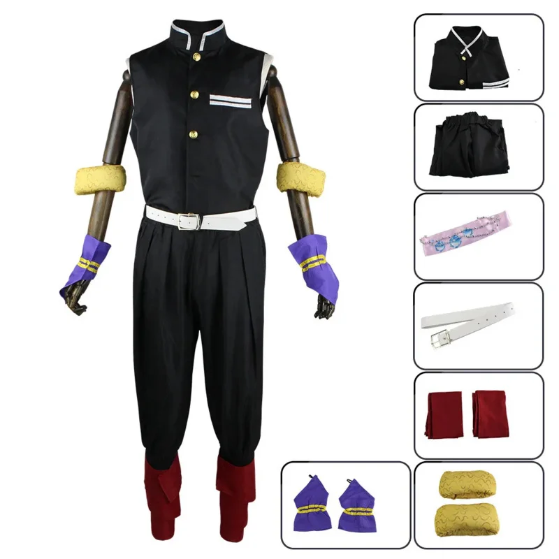 جديد ❤ 2025 أنيمي شيطان القتلة Uzui Tengen تأثيري حلي Kimetsu No Yaiba شعر مستعار موحدة البدلة ملابس للحفلات الهالوين ☆ ☆ ☆