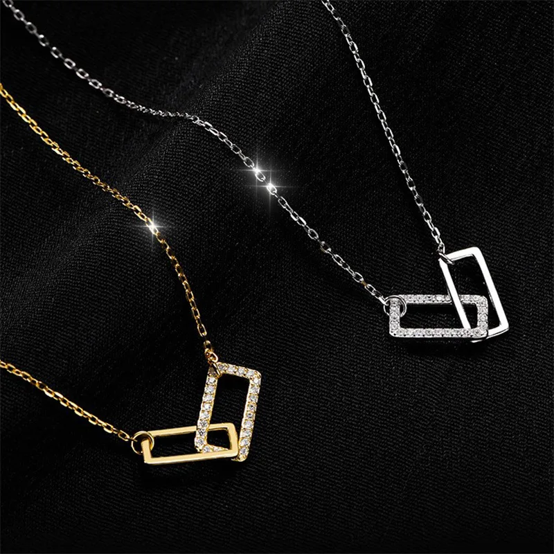 

Seiko 925 Silver Square Necklace for Women, Fashionable and Versatile, Simple and Personalized Collarbone Chain
