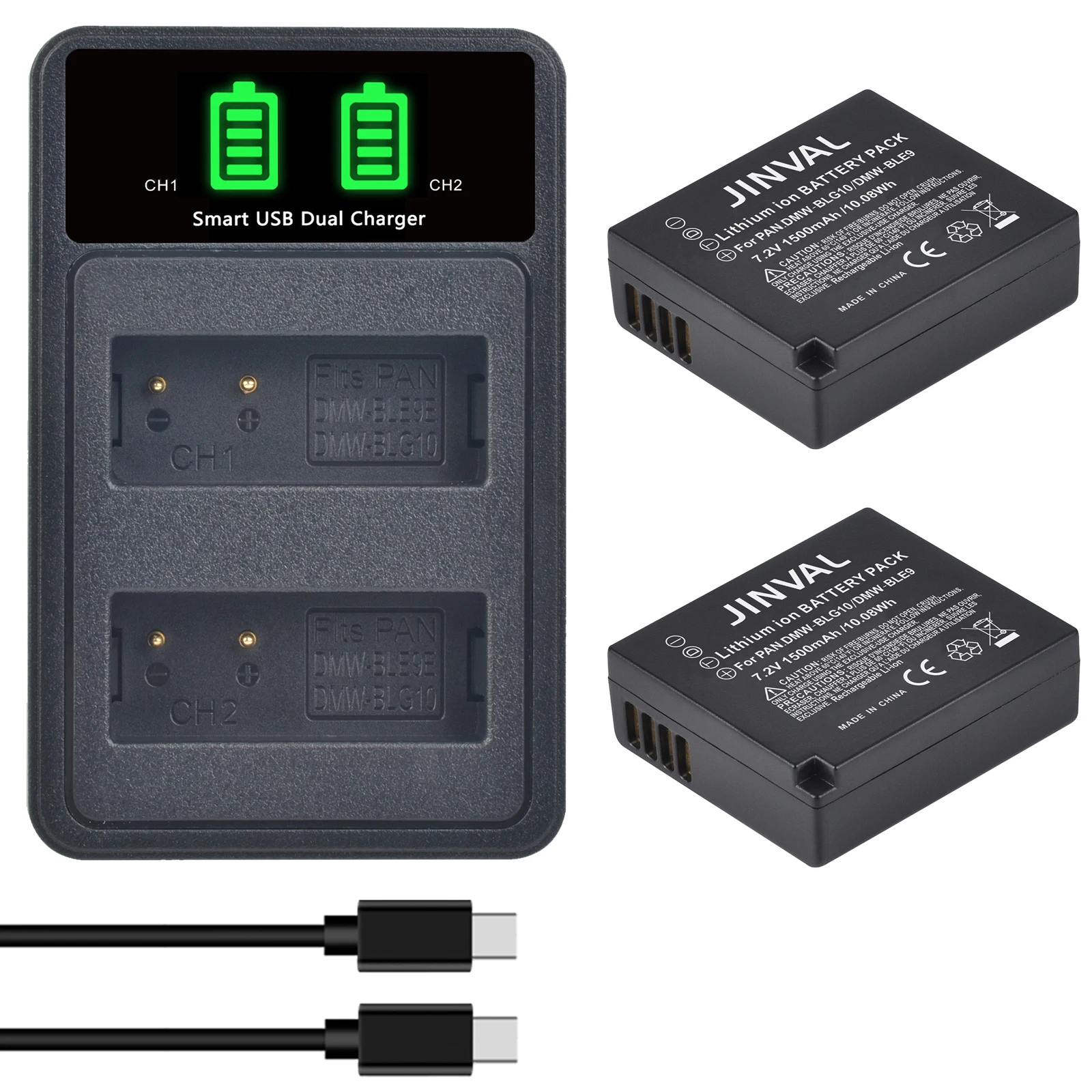 

DMW-BLG10 BLE9 1500mAh Rechargeable Battery+PD 20W Fast Dual Charger for Panasonic Lumix DMC-GF3/5/6 GX80/85 ZS60 Digital Camera