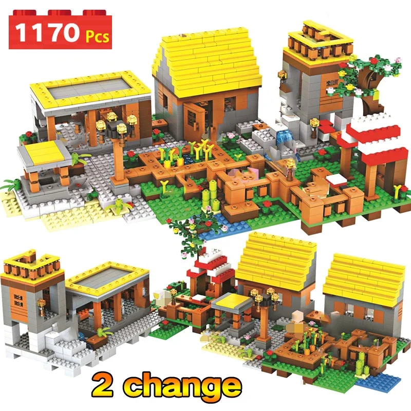 

1170pcs Dream Village My world Series Building Blocks Compatible Guard MINI TreeHouse Alex Zombie Bricks Toys for Children