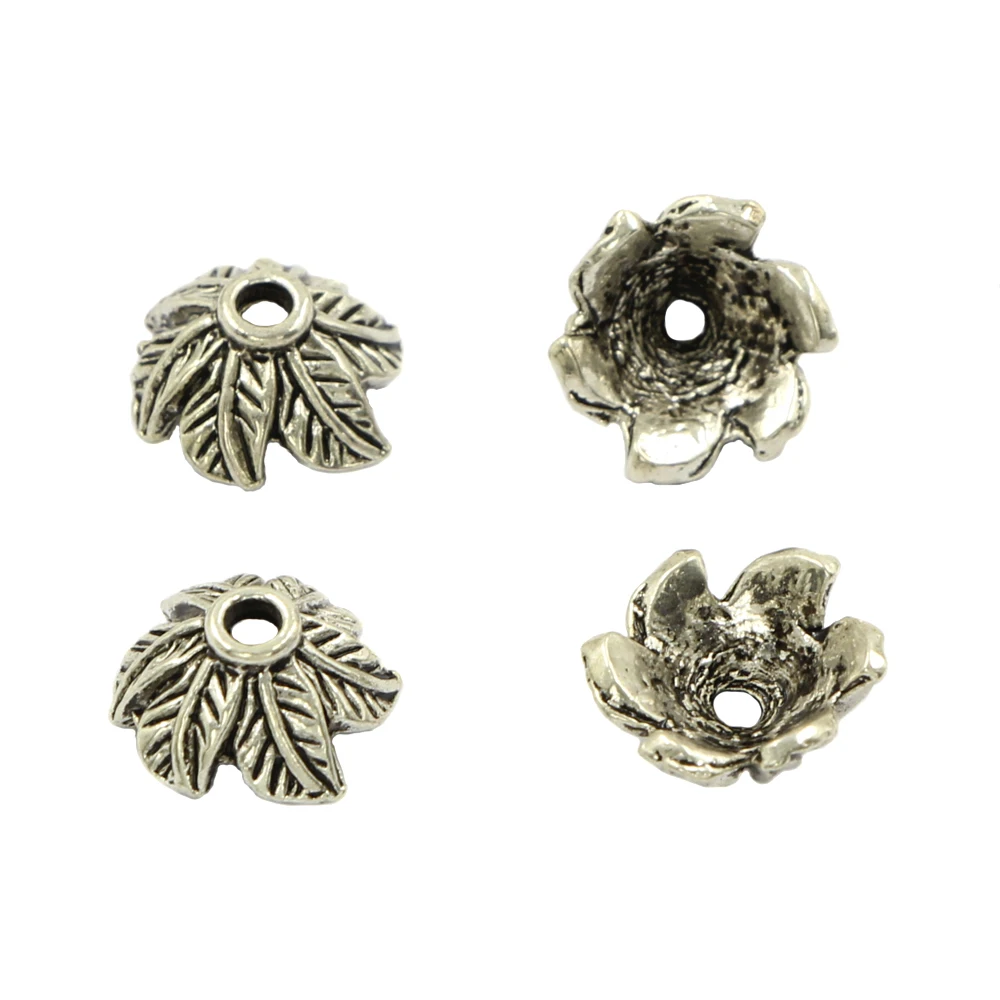 Sale Tibetan Silver Metal Flower Leaf Shape Spacer Bead Caps Connectors For Making DIY Jewelry Findings Accessories
